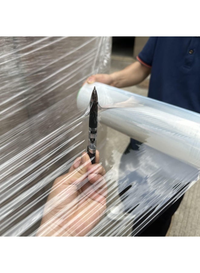 Stretch Wrap 19.5" x 1000 Feet 80 Gauge Industrial Strength with Plastic Handle, Plastic Pallet Supplies Durable Self-Adhering for Packing, Moving, Heavy Duty Shrink Film Rolls (2) - Image 2