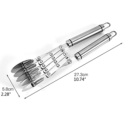 Dadamong 5 Wheel Pastry Cutter with Handle, Stainless Steel Adjustable Pizza Slicer Multi-Round Dough Cutter Roller, Fondant Ribbon Cutter, Pasta Maker, Noodle Cutter, Ravioli Cutter Wheel - Image 3