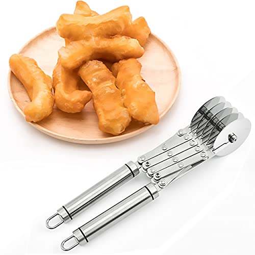 Dadamong 5 Wheel Pastry Cutter with Handle, Stainless Steel Adjustable Pizza Slicer Multi-Round Dough Cutter Roller, Fondant Ribbon Cutter, Pasta Maker, Noodle Cutter, Ravioli Cutter Wheel - Image 5