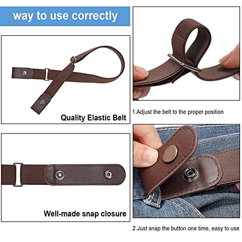 Toxen Invisible Buckle-less Jeans Belt with Ring Adjustable Buckle Free Waist Belt Elastic Belt for Jeans Pants Skirts Women or Men (BROWN) - Image 5