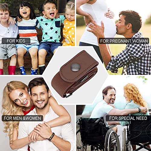 Toxen Invisible Buckle-less Jeans Belt with Ring Adjustable Buckle Free Waist Belt Elastic Belt for Jeans Pants Skirts Women or Men (BROWN) - Image 2