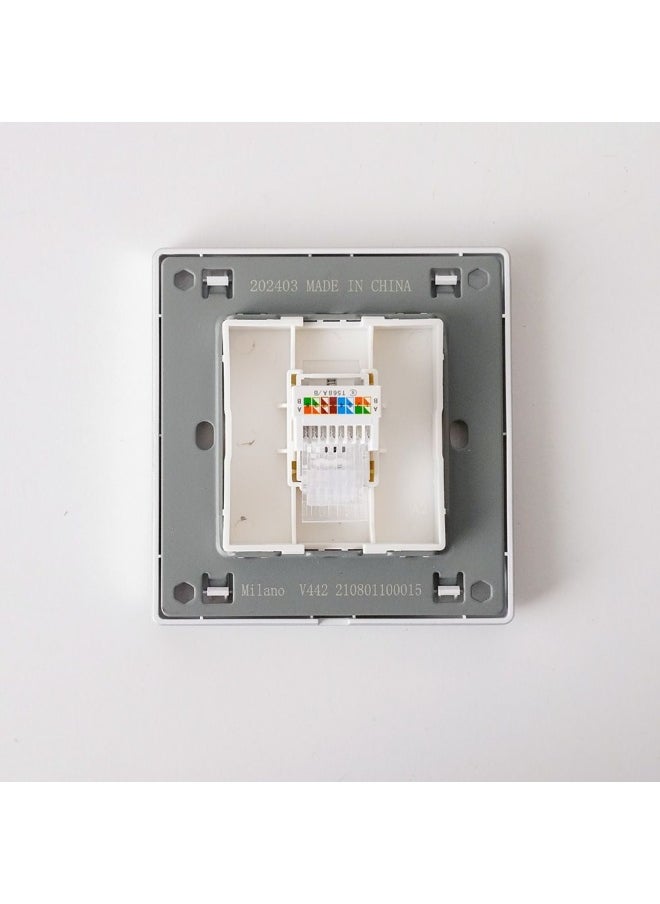 DANUBE HOME - Milano Single Data Outlet Network Socket Insert Keystone Jack Faceplate For Home Appliances Computers Telephones Cat6 Aura Slvr - Image 1
