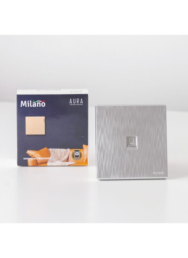 DANUBE HOME - Milano Single Data Outlet Network Socket Insert Keystone Jack Faceplate For Home Appliances Computers Telephones Cat6 Aura Slvr - Image 1