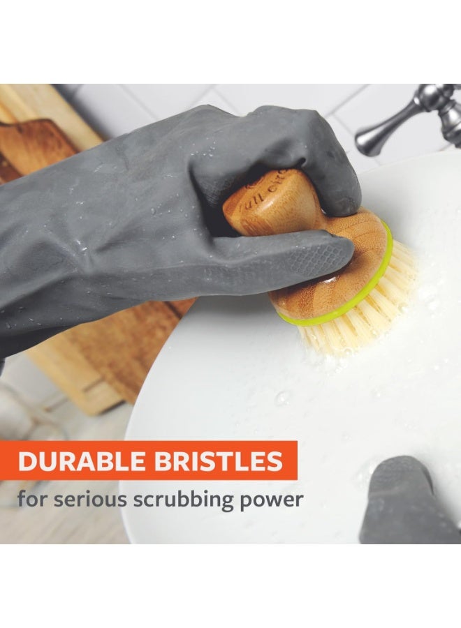 Full Circle Bubble Up Bamboo Dish Brush â€“ Family Safe, Formaldehyde-Freeâ€“Ergonomic Palm Scrubber with Handle for Kitchen Cleaning, Dish Scrub Brush for Nonstick, Cast Iron & Sink, Green - Image 5