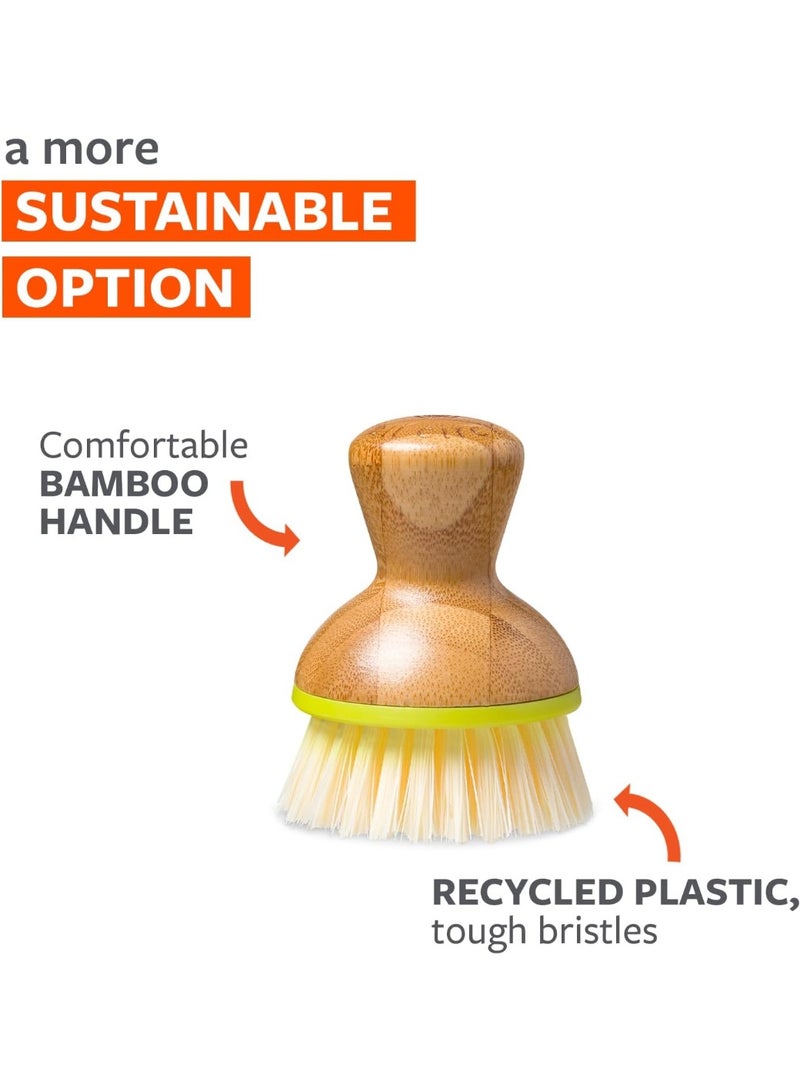 Full Circle Bubble Up Bamboo Dish Brush â€“ Family Safe, Formaldehyde-Freeâ€“Ergonomic Palm Scrubber with Handle for Kitchen Cleaning, Dish Scrub Brush for Nonstick, Cast Iron & Sink, Green - Image 3