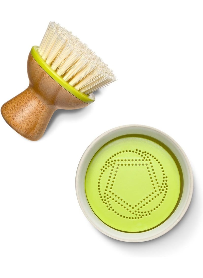 Full Circle Bubble Up Bamboo Dish Brush â€“ Family Safe, Formaldehyde-Freeâ€“Ergonomic Palm Scrubber with Handle for Kitchen Cleaning, Dish Scrub Brush for Nonstick, Cast Iron & Sink, Green - Image 4