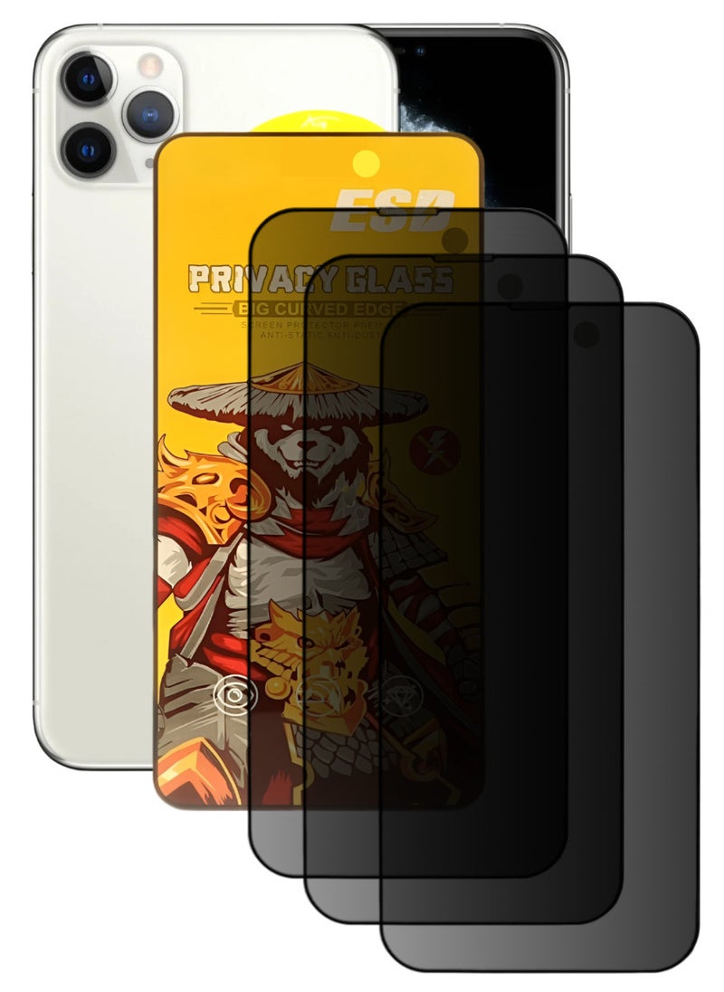 ESD 3 Pieces Tempered Dustproof Privacy Glass Screen Protector Compatible For iPhone 11 Pro - Image 1