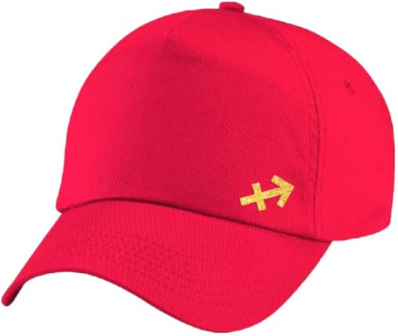 Red Cap with Sagittarius zodiac Golden Color Logo