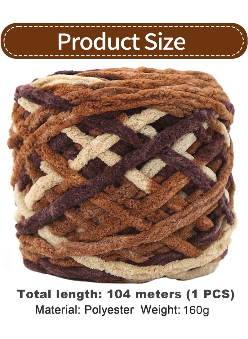 MileMelo 2-Piece Mixed Color Knitting Wool Yarn, Knitting Yarn Coarse Yarn for Crochet, Soft Chunky Yarn for Projects Making Plush Balls Handmade Bags Sweaters Shoes Hats Blankets Scarves （Mixed Brown） - Image 2