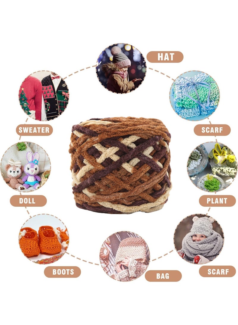 MileMelo 2-Piece Mixed Color Knitting Wool Yarn, Knitting Yarn Coarse Yarn for Crochet, Soft Chunky Yarn for Projects Making Plush Balls Handmade Bags Sweaters Shoes Hats Blankets Scarves （Mixed Brown） - Image 3