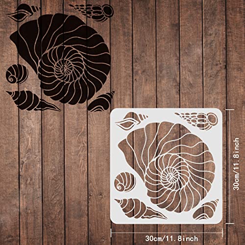 FINGERINSPIRE Conch Stencil - 11.8x11.8 inch Seashell Stencil for Painting, Drawing, and Wall Art - Image 2