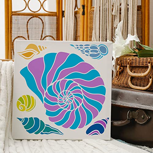 FINGERINSPIRE Conch Stencil - 11.8x11.8 inch Seashell Stencil for Painting, Drawing, and Wall Art - Image 4