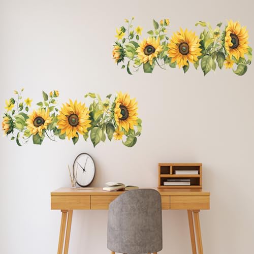 Saomour Small Fresh Sunflower Wall Decal Chic and Refreshing Sunflower Hallway Corridor Air Conditioner Stickers Boho Decor Calcomanías para Pared de Cuarto Stickers for Girls Room Wall Art Peel and Stick - Image 1