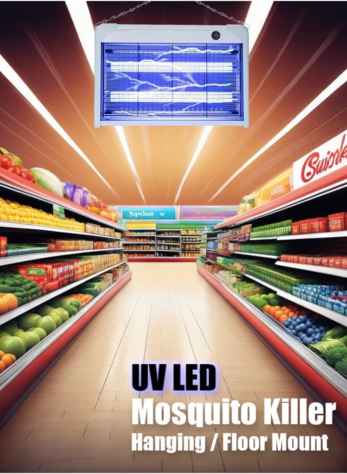 في ماكس صاعق حشرات كهربائي LED داخلي 41 سم، صاعق حشرات، صاعق ذباب، قاتل للبعوض، 20 واط قابل للتعليق، سهل التنظيف، صينية قابلة للغسل، مناسب للسوبر ماركت، المطعم، المطبخ (20 واط - 41 سم) - Image 1