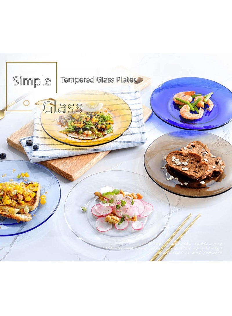 6PCS Clear Glass Salad Plates, Durable French Glass dish set,Dinner Plate, 19.5cm Tempered Glass Dessert Plates for Fruits, Snack, Microwave Safe - Image 5
