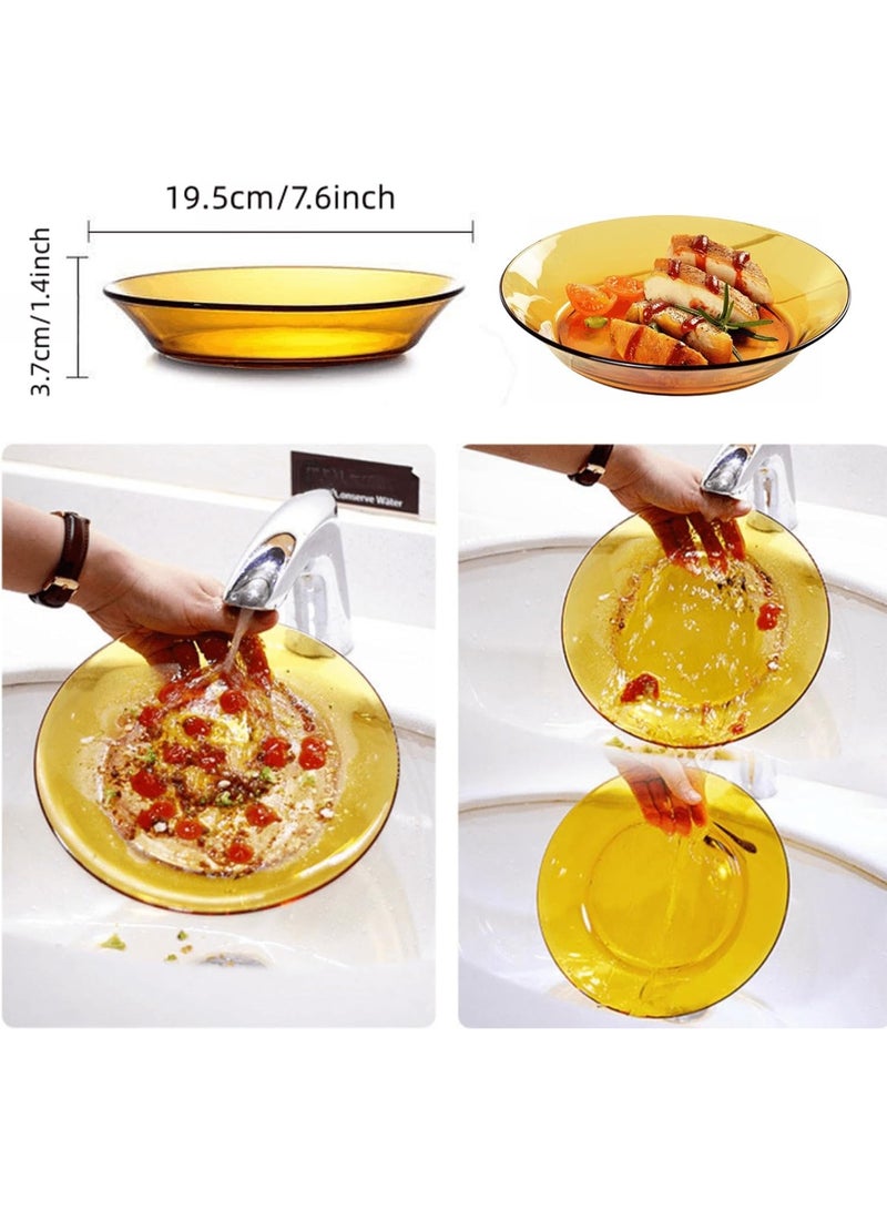 6PCS Clear Glass Salad Plates, Durable French Glass dish set,Dinner Plate, 19.5cm Tempered Glass Dessert Plates for Fruits, Snack, Microwave Safe - Image 2