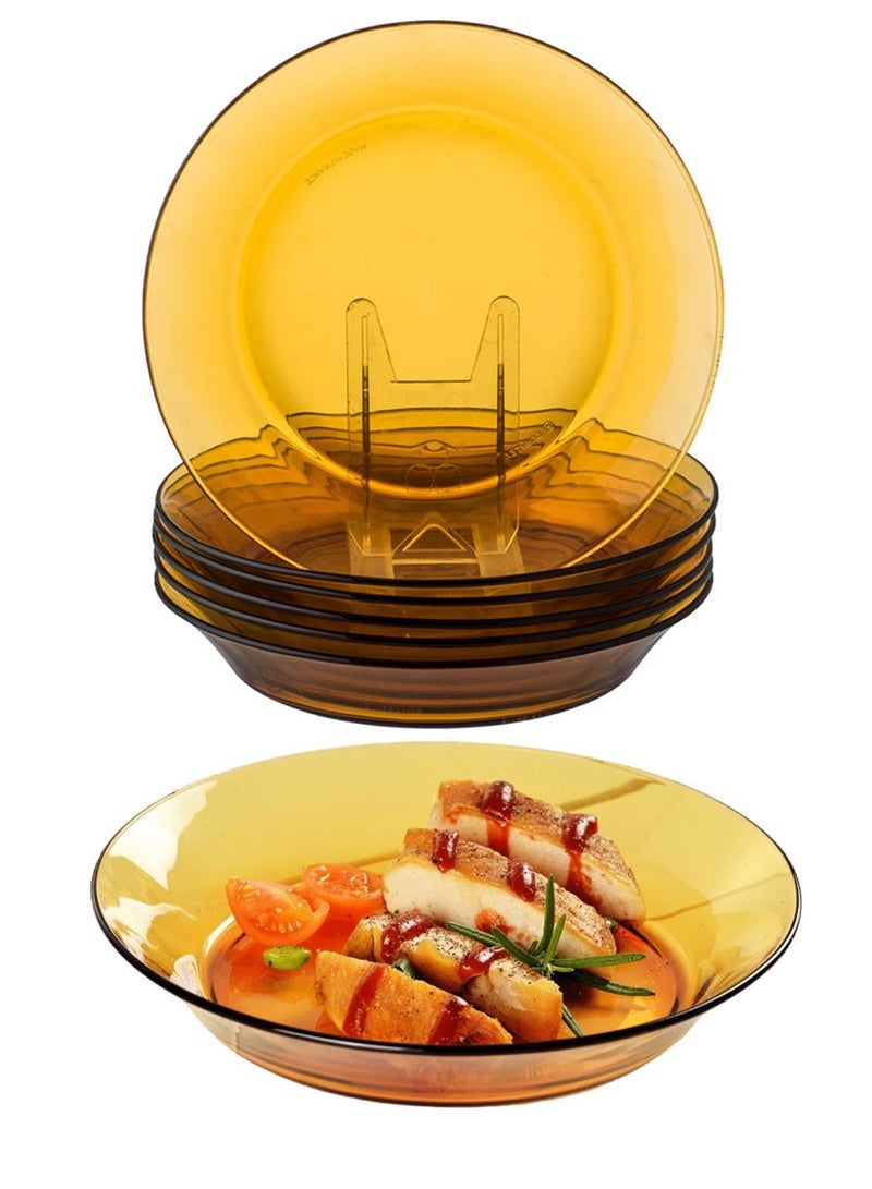 6PCS Clear Glass Salad Plates, Durable French Glass dish set,Dinner Plate, 19.5cm Tempered Glass Dessert Plates for Fruits, Snack, Microwave Safe - Image 1