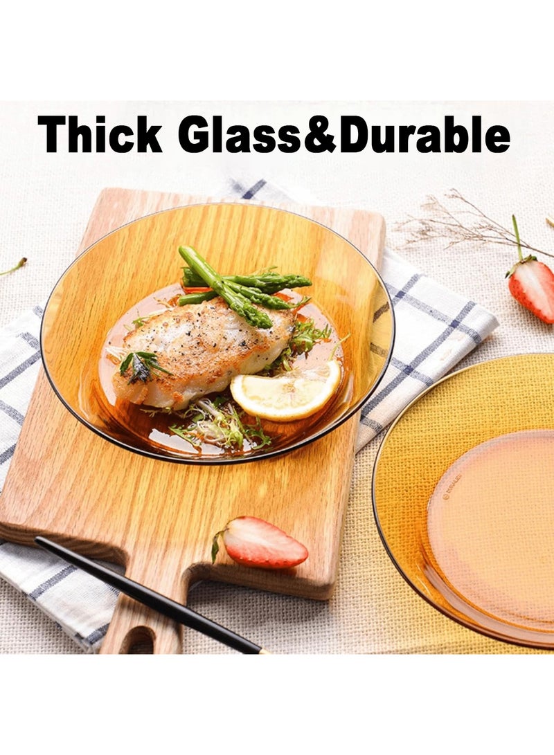 6PCS Clear Glass Salad Plates, Durable French Glass dish set,Dinner Plate, 19.5cm Tempered Glass Dessert Plates for Fruits, Snack, Microwave Safe - Image 4