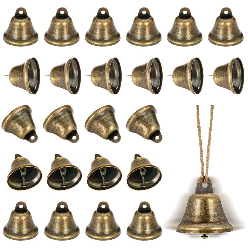 LIGHOON Craft Bells, 24 PCS Bronze Jingle Bells Vintage Bells (1.7" X 1.5") Small Brass Bells for Wind Chimes Housebreaking Making Dog Potty Training Doorbell Wedding Decor DIY Favor Crafts Christmas Tree - Image 1