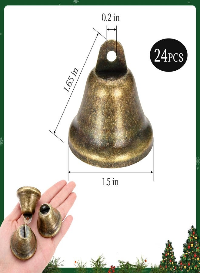 LIGHOON Craft Bells, 24 PCS Bronze Jingle Bells Vintage Bells (1.7" X 1.5") Small Brass Bells for Wind Chimes Housebreaking Making Dog Potty Training Doorbell Wedding Decor DIY Favor Crafts Christmas Tree - Image 2