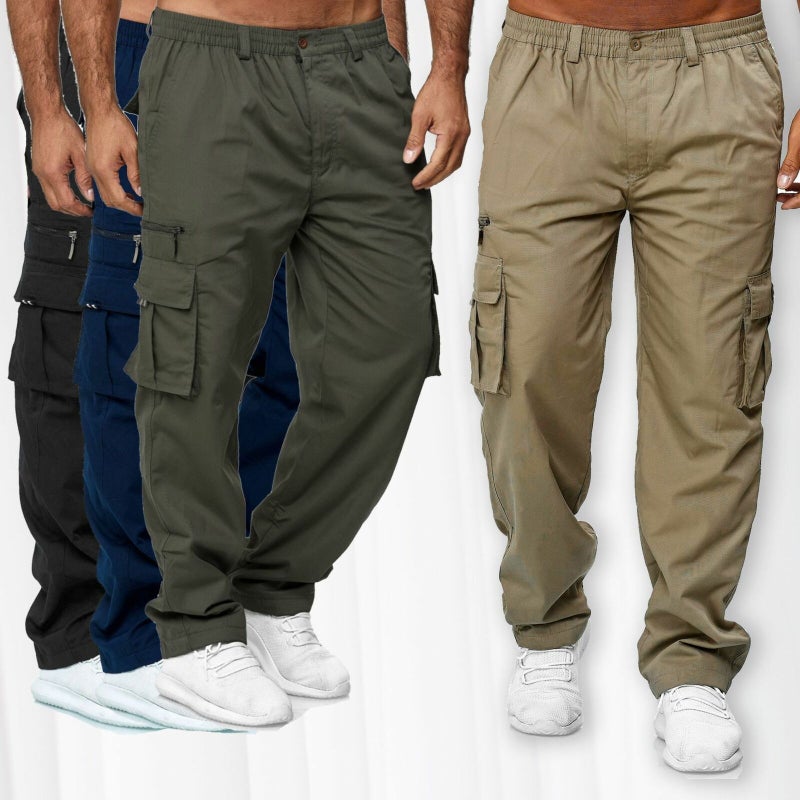 2023 Mens Casual Multi-Pocket Cargo Pants Outdoor Black  - Image 4