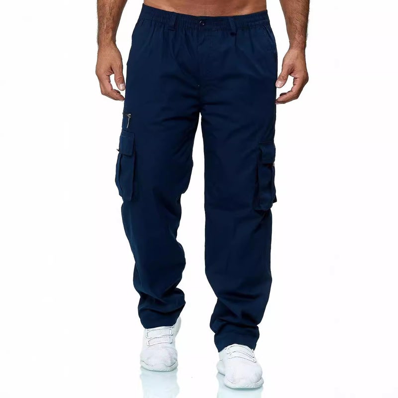 2023 Mens Casual Multi-Pocket Cargo Pants Outdoor Black  - Image 5