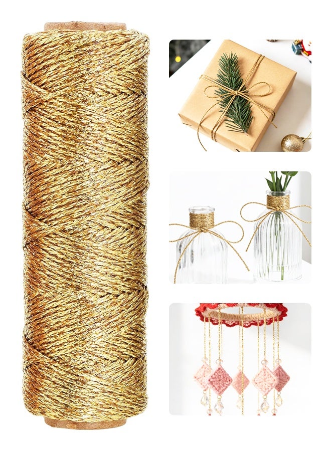 110 Yards Gold Glitter Metallic Bakers Twine For DIY Gift Crafts - Image 1