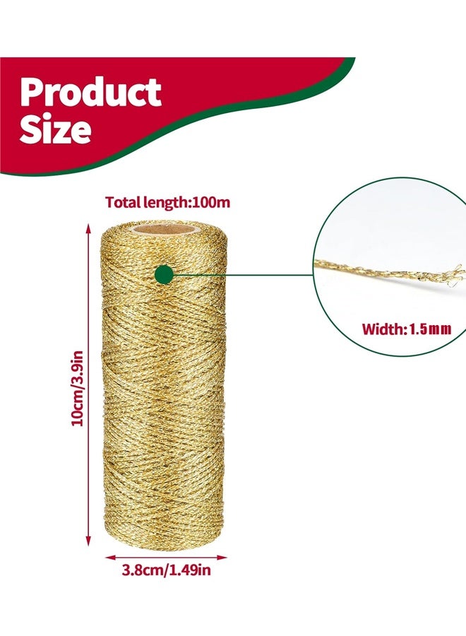 110 Yards Gold Glitter Metallic Bakers Twine For DIY Gift Crafts - Image 2