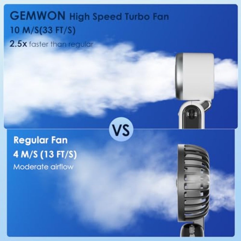 Small Portable Handheld Turbo Fan, 0.2 lb and 12 Hrs Cooling Personal Fans, Quiet Stepless High Speed Mini Hand Fan, Rechargeable Battery Desk Fan for Outdoor, Travel, Gifts for Women and Men - Image 3