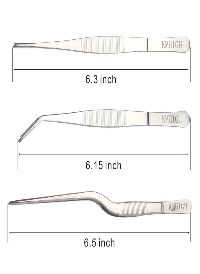 KMHIGH Stainless Steel Tweezers Set, For Small Gardening and Kitchen, Multi-Purpose Tools. (3Pcs, 6.15Inches / 6.3Inches / 6.5Inches) - Image 2
