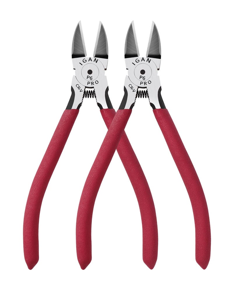 IGANP6 Wire Cutters Pack of 2 6inch Ultra Sharp Powerful Sidecutting Pliers with Longer Flush Cutting Edge Ideal Wire Cutter for Crafts Floral Electrical Any Clean Cut Needs