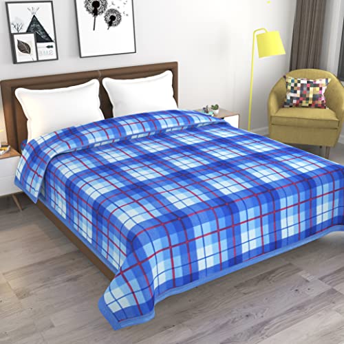 Goyal's ® Checker Fleece AC Blanket (Microfibre, Multicolor, Size- 60x90 in) - Blue - Image 2