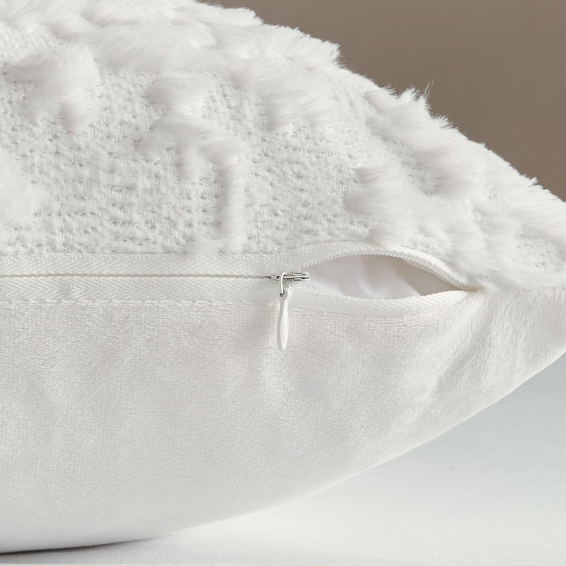 FUTEI Christmas Snowflakes Pillow Covers 20x20 Set of 2, White Xmas Decorations Soft Fluffy Winter Lumbar Pillow Covers for Couch Sofa Bedroom Holiday Festivals Home Decor - Image 3