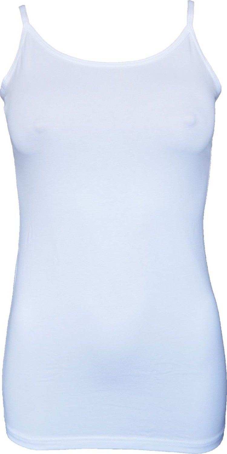 Malabadi Women's White Adjustable Rope Strap Long Modal Tank Top 144 