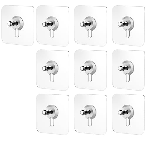 MOBDESK Super Screw for Wall Stainless Steel PVC Abs Nail Free, Non-Trace No Drilling Sticking Hooks,Waterproof Screws Hook, Adhesive Nails Wall, Hooks Without Drilling,Hook Hanging-10 Pack(K-233) - Image 1