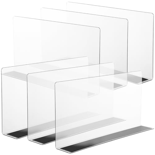 Baluue 6 Pack Clear Magnetic Shelf Dividers PVC Plastic L Shaped Separators 12cm Tall Shelf Divider for Wire Shelving Closet Organization Retail Display Rack Cabinet Goods Bins - Image 1