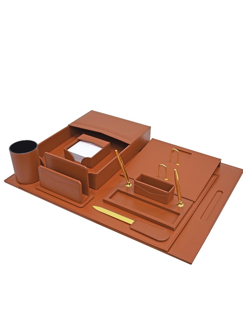 SAB Desk Set (set of 8 pieces) – Light Brown color - Image 1