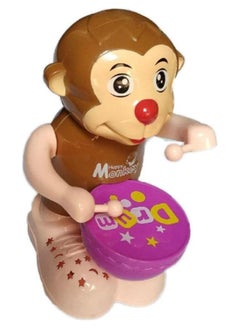 Battery Operated Drummer Monkey Toy With Light Music and 360 Degree Rotation