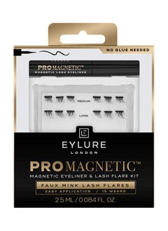 EYLURE Promagnetic Magnetic Eyeliner And False Lashes Kit, Faux Mink Flares, Medium And Long, No Glue Needed  - Image 1