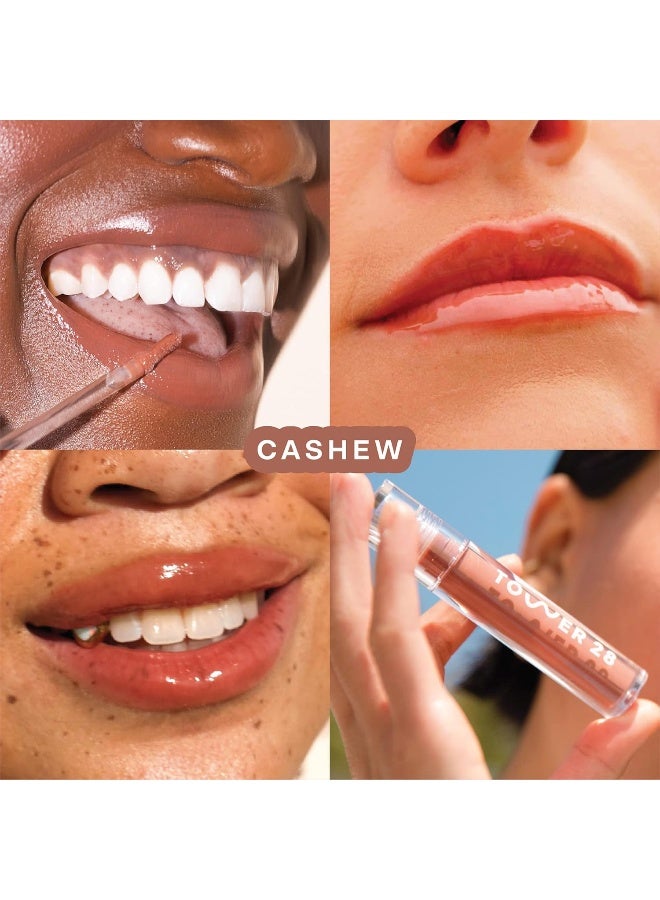 TOWER 28 Shineon Milky Lip Jelly, Cashew, Non-Sticky, Hydrating Vegan Lip Gloss In Milky Rosy Brown, Apricot And Raspberry Seed Oil, Moisturizing, Clean, Cruelty Free - Image 2
