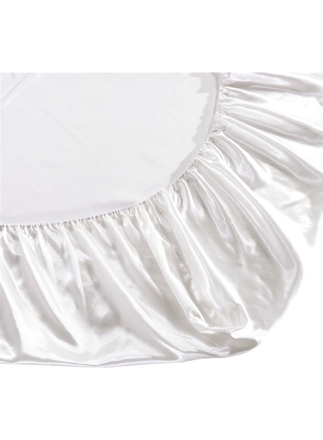 NIBEMINENT Well-made Soft Silk Fitted Sheet Cover polyester White 37.00 x 3.00 28.00cm - Image 5