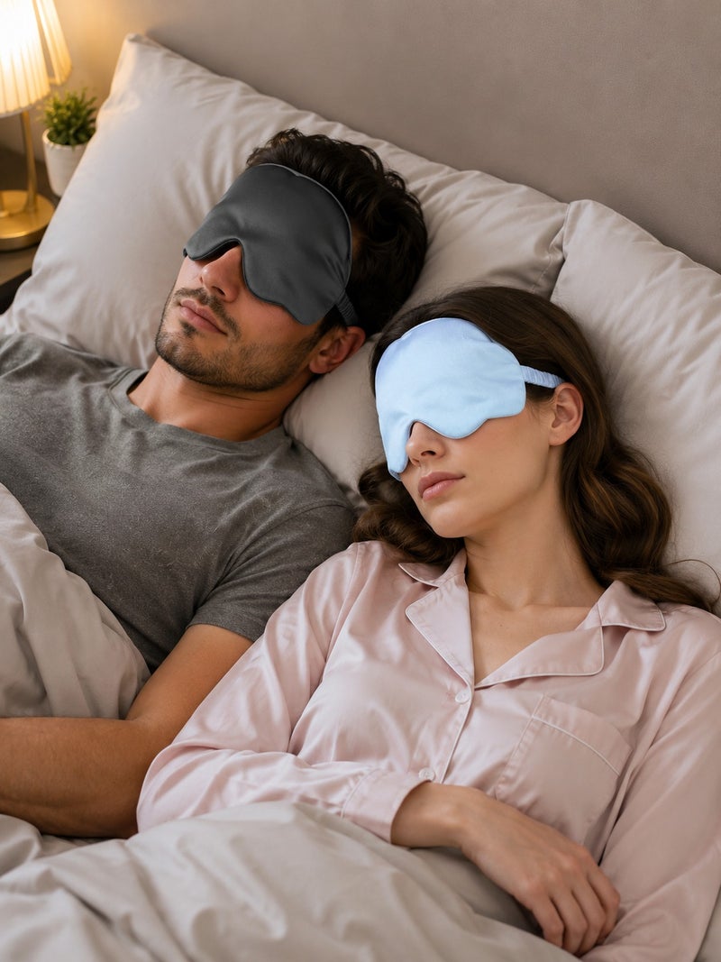 100% Mulberry Silk Cloud Sleep Mask Double-Sided Ear Loop Eye Mask, Solid Color, Multi Color - Image 4