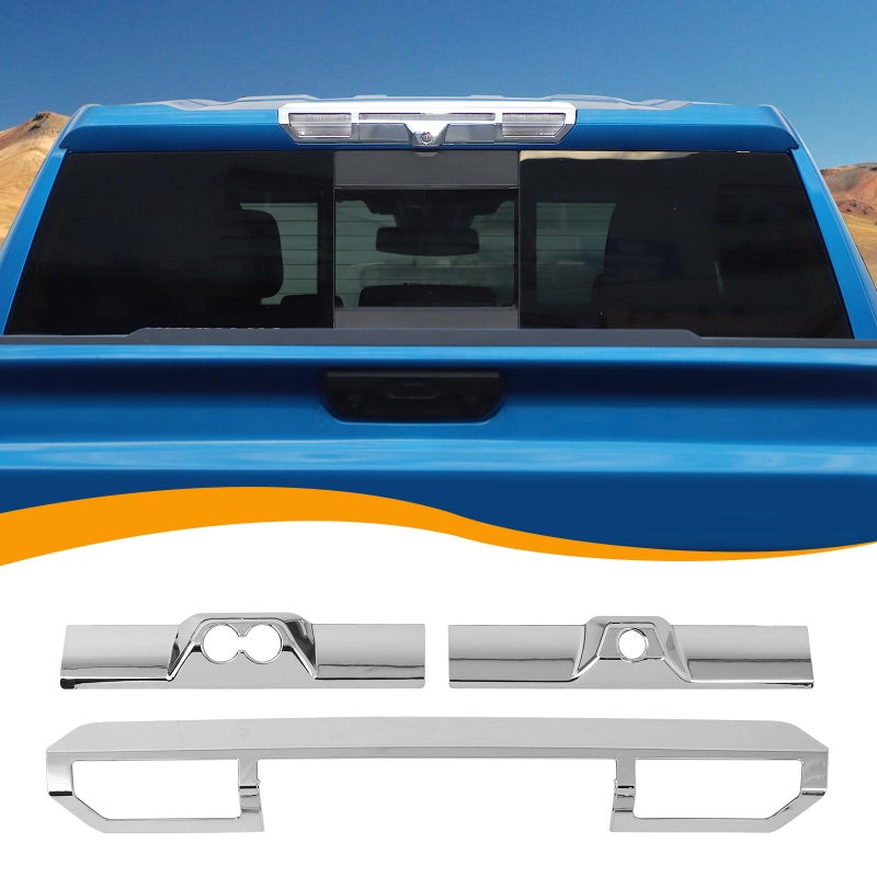 Hoolcar Hoolcar Third Brake Light Cover High Mount 3rd Blake Stop Reverse Cargo Light Cover Trim Exterior Accessories Fit for Chevrolet Silverado Sierra GMC 2022-2024, Chrome  - Image 1