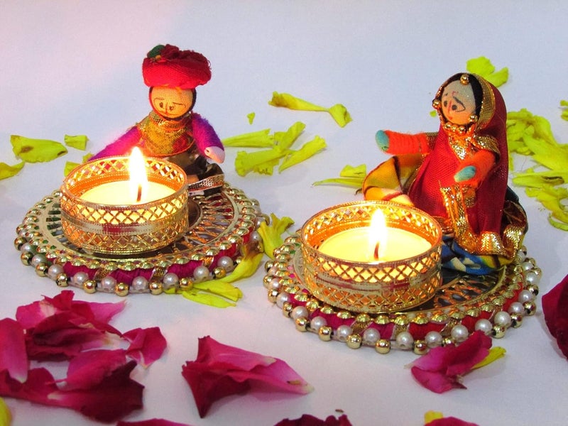 Thriftkart Traditional Men Women Papet Type Candle Tealight Holder for Navratri Diwali Gifts Return Gifts Home Decoration Set of 2 4 pc - Image 3