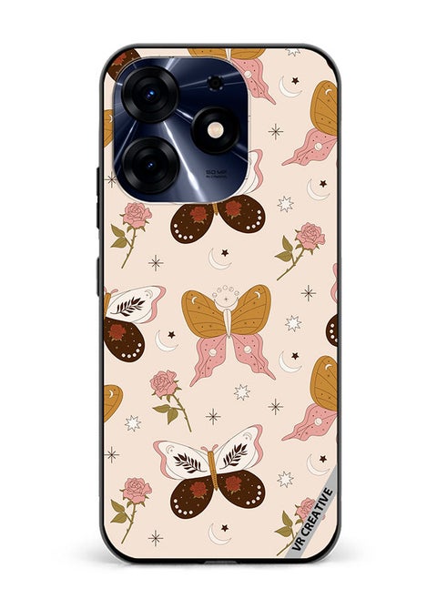 Protective Case Cover For Tecno Spark 10 Pro Boho Magical Flowers And Butterfly Design Multicolour