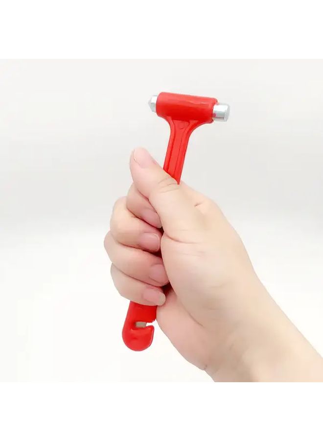 Red Portable 2 In 1 Emergency Car Safety Hammer With Ergonomic Grip - Image 4