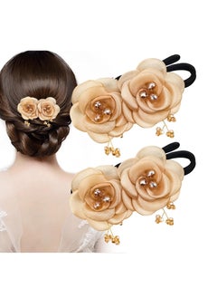 Excefore Flower Hair Bun Maker, 2 PcsElegant Lazy Hair Curler, Crystal Hair Bun Maker, Hairstyle Twist Bun Maker, Elegant Hair Accessories for Girl Friend Thick Thin Long Hair  - Image 1