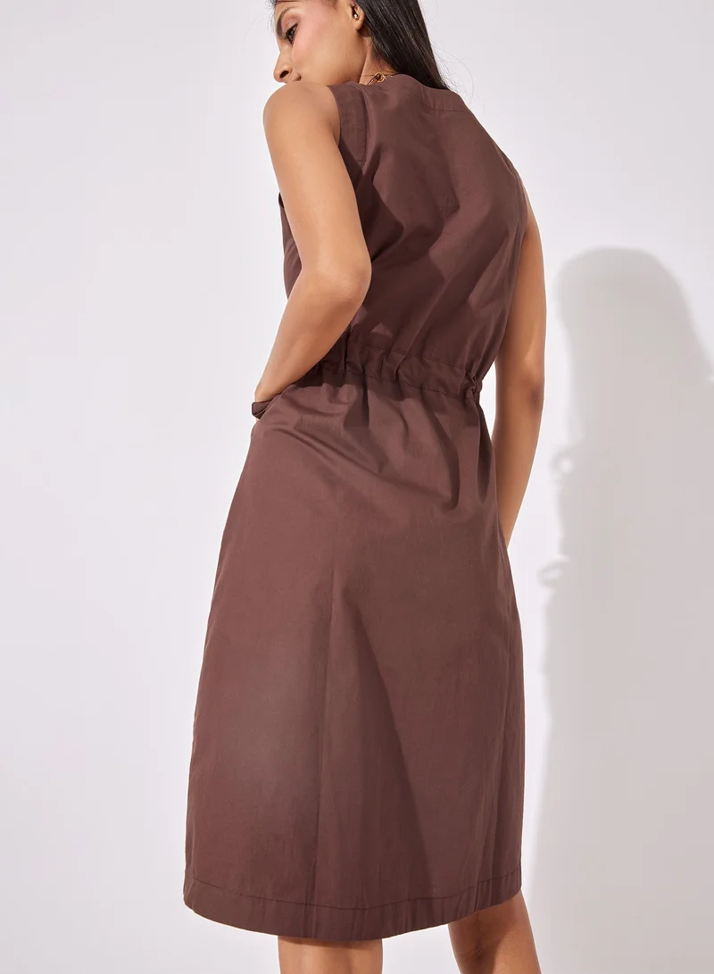 The Label Life V Neck Belted Dress