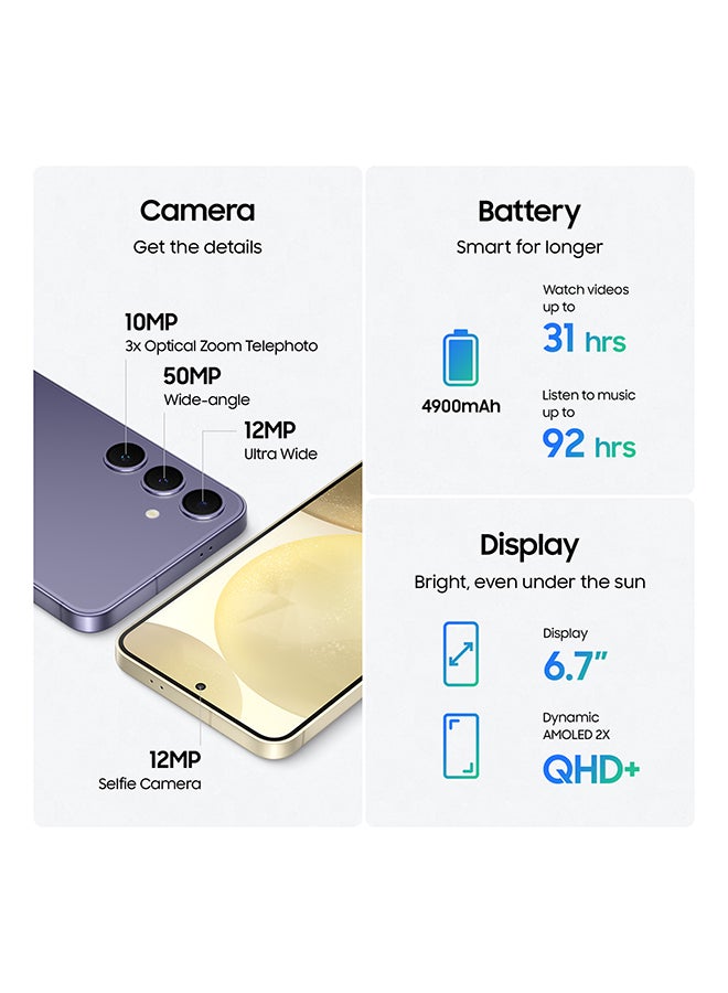 سامسونج هاتف Galaxy S24 Plus ثنائي الشريحة باللون الأسود وذاكرة الوصول العشوائي (RAM) سعة 12 جيجابايت وذاكرة تخزين داخلية 512 جيجابايت ويدعم تقنية 5G - إصدار الشرق الأوسط - Image 5