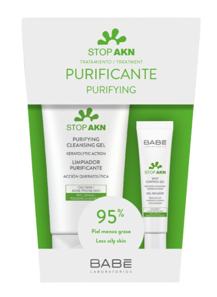 Babe Stop Akn Purifying Cleansing Gel 200Ml + Stop Akn Spot Control Gel 8Ml Free